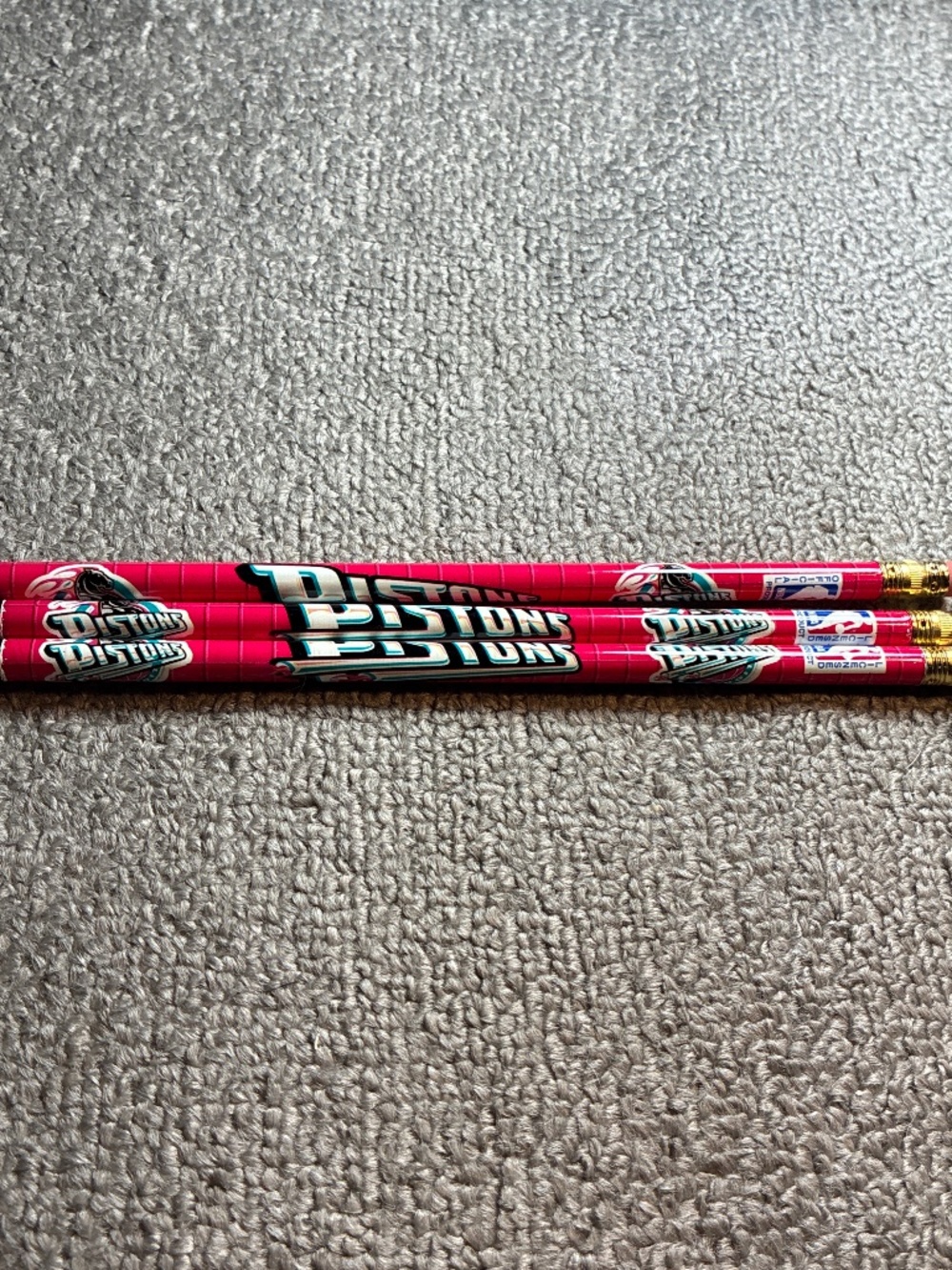Vintage Detroit Pistons Pencils 3 Total NBA Basketball Retro Unused Erasers are